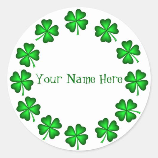 St Patrick's Day Name Runder Aufkleber (Vorderseite)
