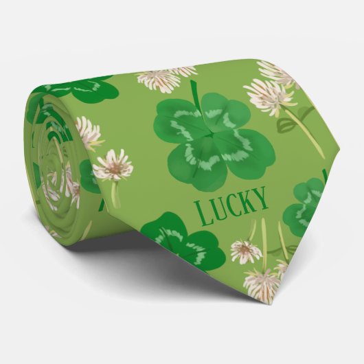 St Patrick's Day Neck Tie Green Lucky Clover Krawatte (Gerollt)