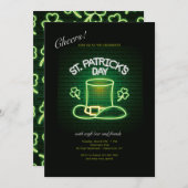 St. Patrick's Day Neon Einladung (Vorne/Hinten)