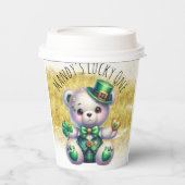 St. Patrick's Day Niedlich Bear Green Gold Kleebla Pappbecher (Vorderseite)