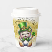 St. Patrick's Day Niedlich Bear Green Gold Pappbecher (Vorderseite)