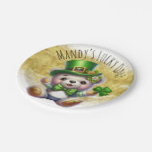 St. Patrick's Day Niedlich Bear Green Gold Pappteller (Schrägansicht)