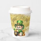 St. Patrick's Day Niedlich Bear Green Gold Pot Pappbecher (Vorderseite)