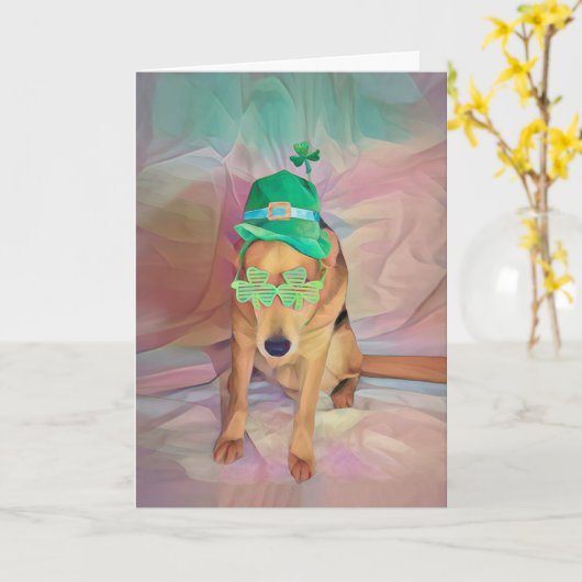 St Patricks Day Niedlich Funny Irish Hipster Dog Karte (Gelbe Blume)