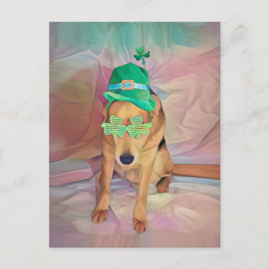 St Patricks Day Niedlich Funny Irish Hipster Dog Postkarte (Vorderseite)