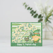 St Patricks Day Niedlich Gnome Green Kleeblatt Postkarte (Stehend Vorderseite)