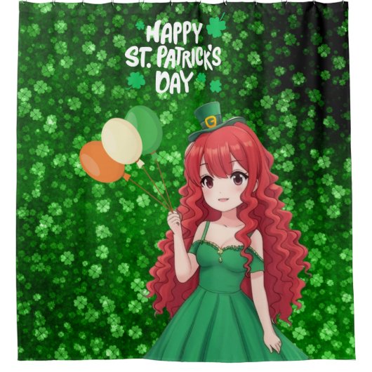 St. Patrick's Day niedlich, Irish Anime Klasse Duschvorhang (Vorderseite)