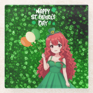 St. Patrick's Day niedlich, Irish Anime Klasse Glasuntersetzer