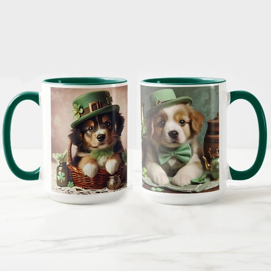St Patrick's Day Niedlich Irish Brown & White Pupp Tasse