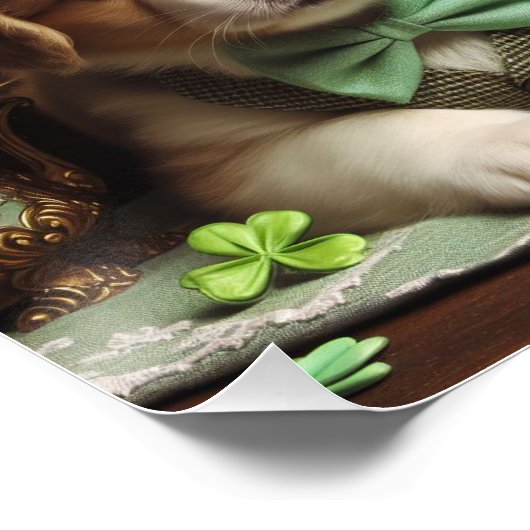 St Patrick's Day Niedlich Irish Puppies Green Part Poster (Ecke)