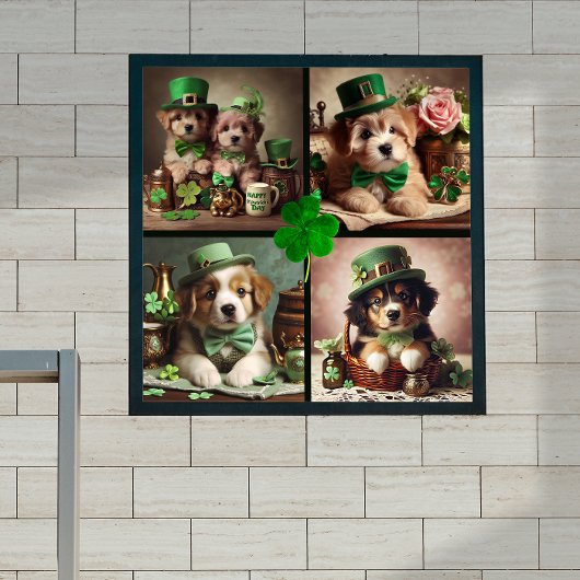 St Patrick's Day Niedlich Irish Puppies Green Part Poster