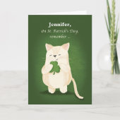 St. Patricks Day Niedlich Kitten Holding Kleeblatt Karte (Vorderseite)