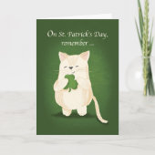 St. Patricks Day Niedlich Kitten Holding Kleeblatt Karte (Vorderseite)