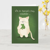 St. Patricks Day Niedlich Kitten Holding Kleeblatt Karte (Gelbe Blume)