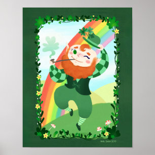 St. Patrick's Day Niedlich Leprechaun Art Print Poster
