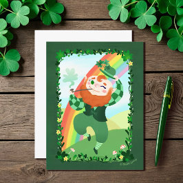 St. Patrick's Day Niedlich Leprechaun Blank Postkarte