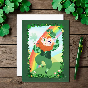 St. Patrick's Day Niedlich Leprechaun Blank Postkarte