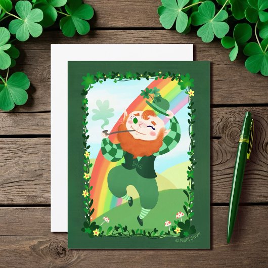St. Patrick's Day Niedlich Leprechaun Blank Postkarte