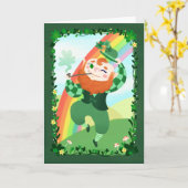 St. Patrick's Day Niedlich Leprechaun Karte (Gelbe Blume)