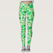 St. Patrick's Day Niedlich Lucky Green Hearts Mode Leggings (Vorderseite)
