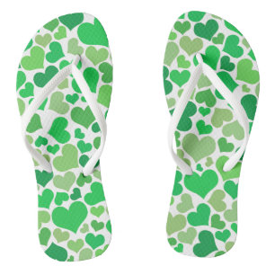 St Patricks Day Niedlich Lucky Green Hearts Patter Badesandalen