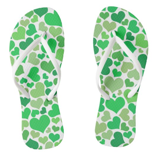 St Patricks Day Niedlich Lucky Green Hearts Patter Badesandalen (Fußbett)