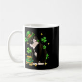 St Patricks Day Niedlich Tuxedo Cat Kleeblatt Iris Kaffeetasse (Links)