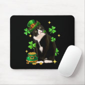 St Patricks Day Niedlich Tuxedo Cat Kleeblatt Iris Mousepad (Mit Mouse)