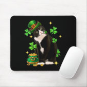 St Patricks Day Niedlich Tuxedo Cat Kleeblatt Iris Mousepad (Mit Mouse)