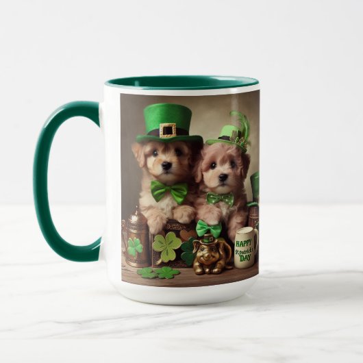 St Patrick's Day Niedliche irische Teddy Bären Wel Tasse (Links)