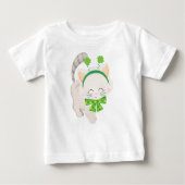 St. Patrick's Day, Niedliche Katze, Lucky Clovers Baby T-shirt (Vorderseite)