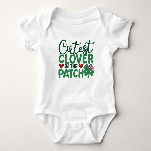 St. Patricks Day Niedliche Klee in den Patch Girls Baby Strampler (Vorderseite)