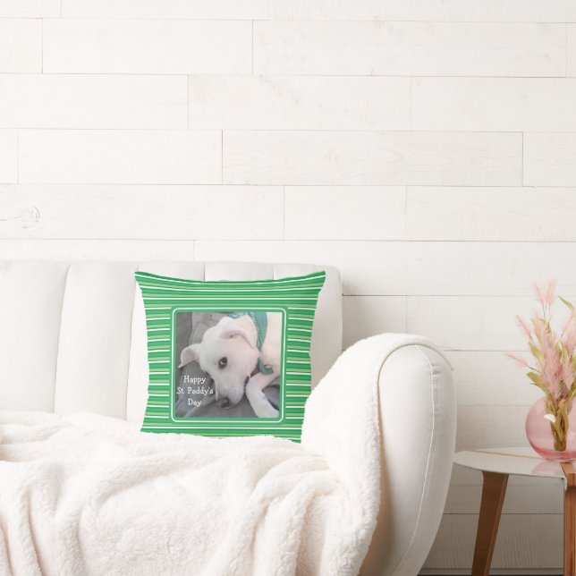 St Patricks Day Niedlicher Hund über die grünen St Kissen (Liege)