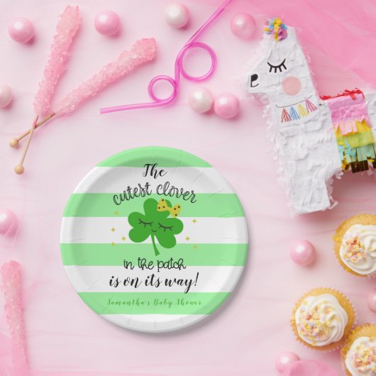 St Patrick's Day Niedliches Clover Baby Shower Par Pappteller (Party)