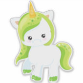 St. Patrick's Day, Niedliches Einhorn, magisches E Aufkleber (Vorderseite)