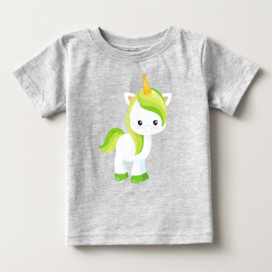 St. Patrick's Day, Niedliches Einhorn, Zaubereinho Baby T-shirt (Vorderseite)