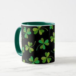 St Patricks Day Niedliches Kleeblatt Muster Green  Tasse