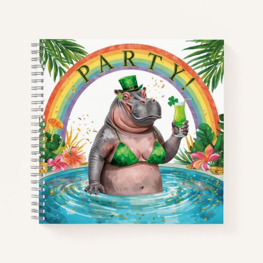 St. Patrick's Day Nilpferd Poolparty Notizblock (Vorderseite)