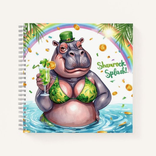 St. Patrick's Day Nilpferd Poolparty Notizblock (Vorderseite)