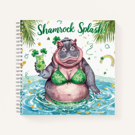 St. Patrick's Day Nilpferd Poolparty Notizblock (Vorderseite)