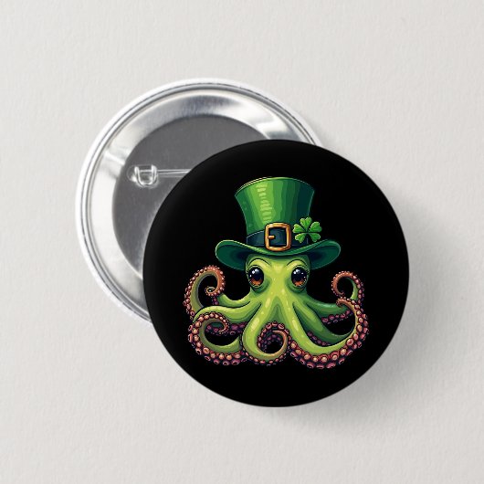 St Patricks Day Octopus Niedlich Saint Pattys Button (Vorne & Hinten)