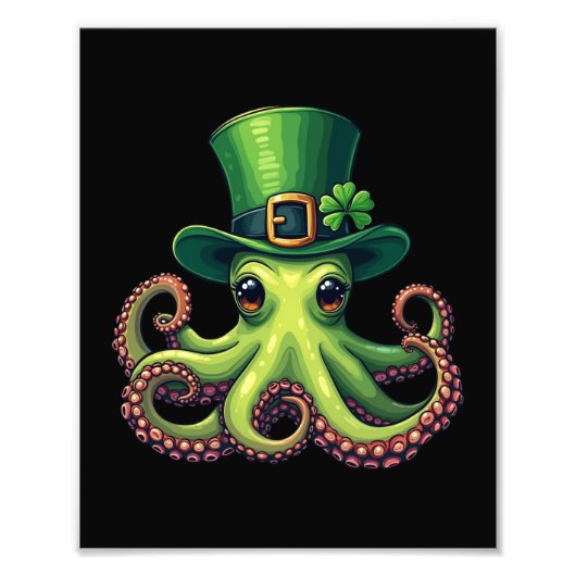 St Patricks Day Octopus Niedlich Saint Pattys Fotodruck (Vorne)
