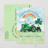 St. Patrick's Day Oldtimer-Traktor mit Namen Postkarte (Vorne/Hinten)