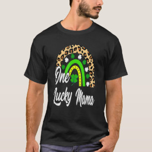 St Patrick's Day One Lucky Mama Leopard Rainbow T-Shirt