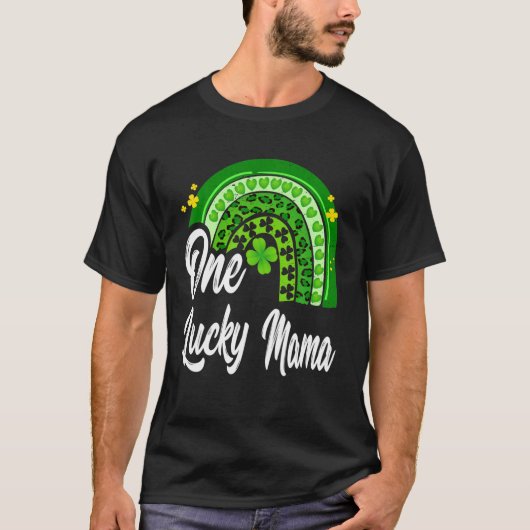 St Patrick's Day One Lucky Mama Leopard Rainbow T-Shirt (Vorderseite)
