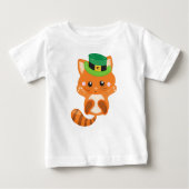 St. Patrick's Day, Orange Cat, Leprechaun Hat Baby T-shirt (Vorderseite)
