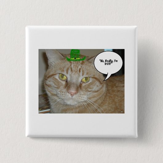 St. Patrick's Day Orange Tabby Cat Button (Vorderseite)