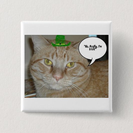 St. Patrick's Day Orange Tabby Cat Button (Vorderseite)