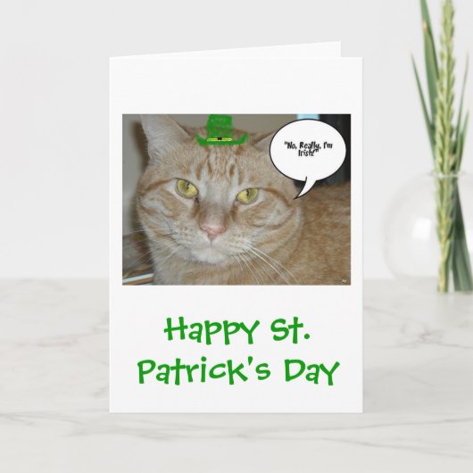 St. Patrick's Day Orange Tabby Cat Karte (Vorderseite)