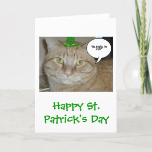 St. Patrick's Day Orange Tabby Cat Karte